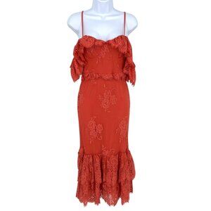 Lovers + Friends Blake Rose Pink Lace Midi Dress Size XS